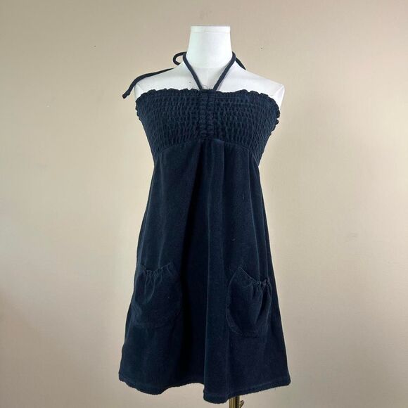 Xhiliration Black Terrycloth Halter Dress - Picture 1 of 4